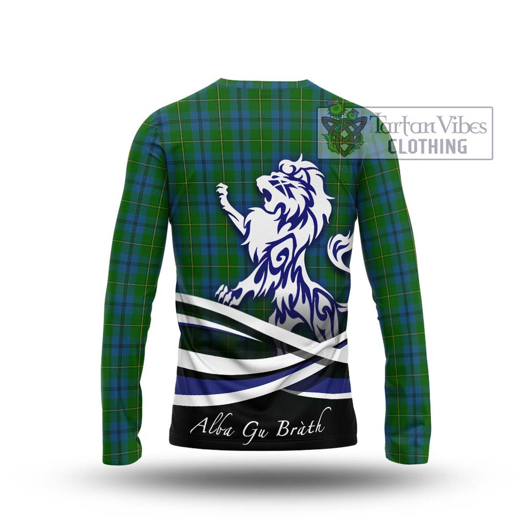 Johnstone (Johnston) Tartan Long Sleeve T-Shirt with Alba Gu Brath Regal Lion Emblem - Tartanvibesclothing Shop