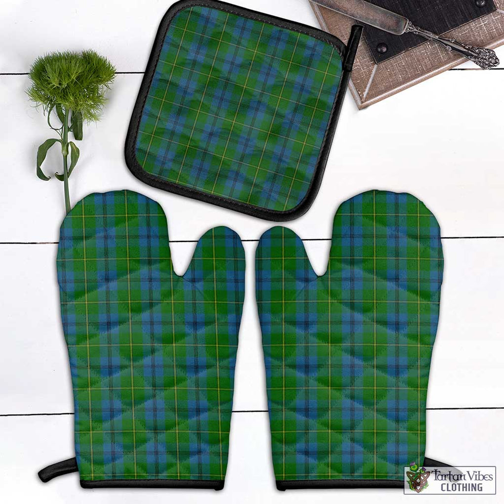 Johnstone (Johnston) Tartan Combo Oven Mitt & Pot-Holder Combo 1 Oven Mitt & 1 Pot-Holder Black - Tartan Vibes Clothing