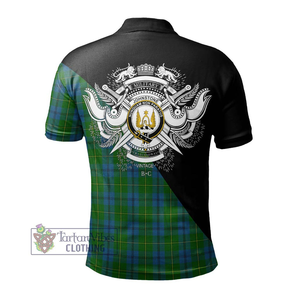 Johnstone (Johnston) Tartan Polo Shirt with Family Crest and Military Logo Style - Tartanvibesclothing Shop