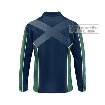 Johnstone (Johnston) Tartan Long Sleeve Polo Shirt with Family Crest and Lion Rampant Vibes Sport Style