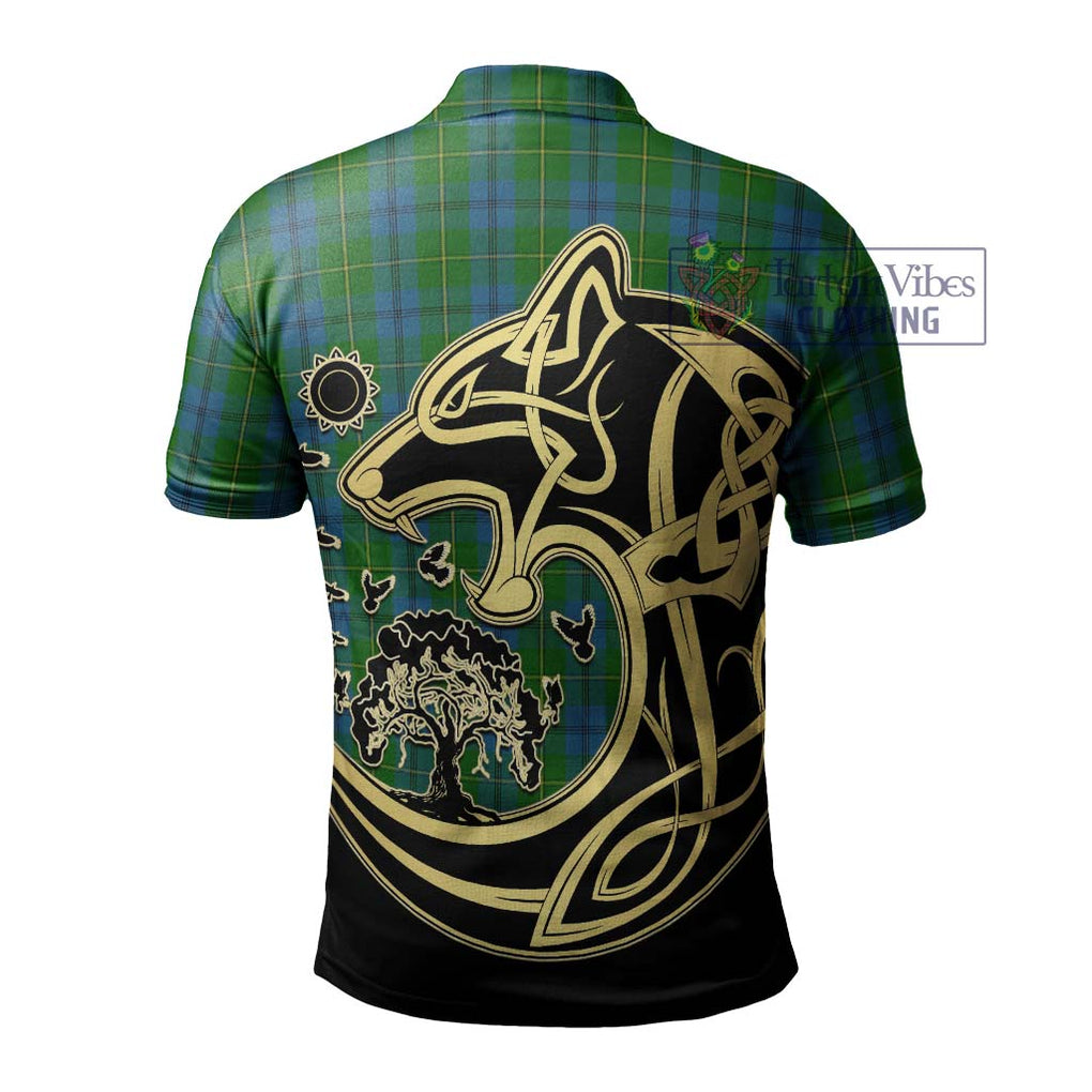 Johnstone (Johnston) Tartan Polo Shirt with Family Crest Celtic Wolf Style - Tartanvibesclothing Shop