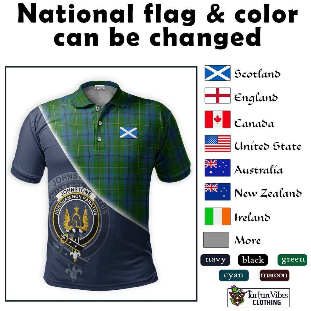 Johnstone (Johnston) Tartan Polo Shirt with Personalised National Flag and Family Crest Half Style - Tartanvibesclothing Shop