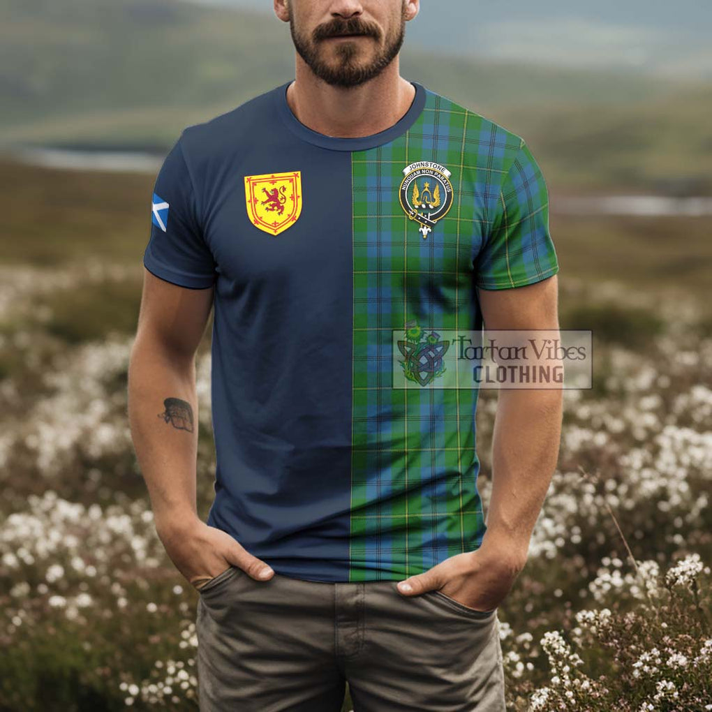 Tartan Vibes Clothing Johnstone Tartan T-Shirt Alba with Scottish Lion Royal Arm Half Style