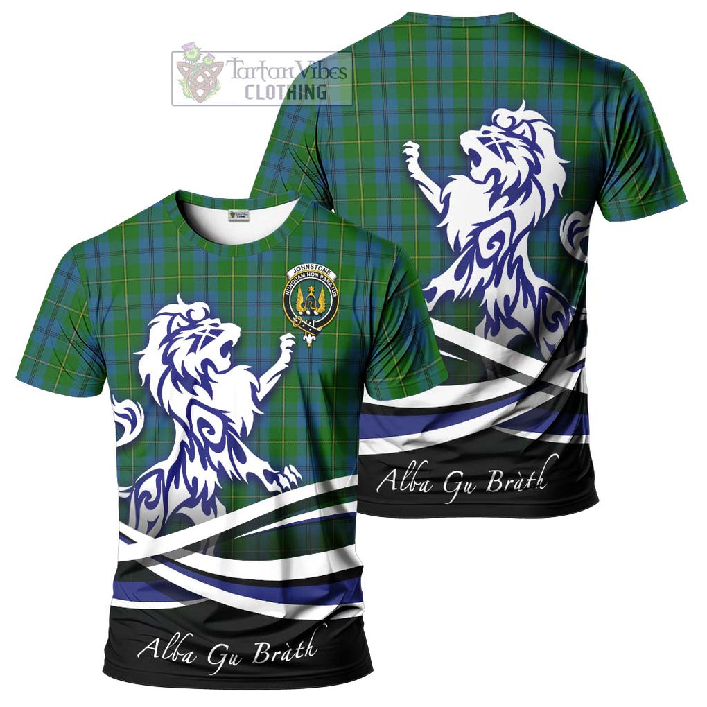 Tartan Vibes Clothing Johnstone Tartan Cotton T-shirt with Alba Gu Brath Regal Lion Emblem