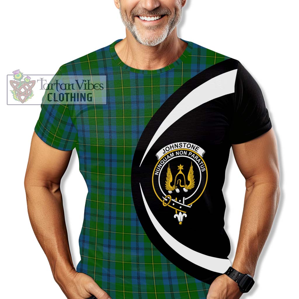 Tartan Vibes Clothing Johnstone Tartan T-Shirt with Family Crest Circle Style