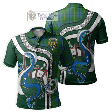 Johnstone (Johnston) Tartan Polo Shirt with Epic Bagpipe Style