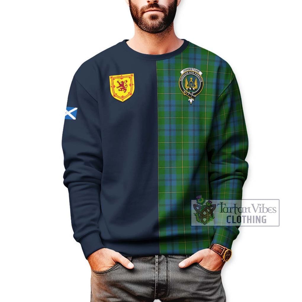 Tartan Vibes Clothing Johnstone Tartan Sweatshirt with Scottish Lion Royal Arm Half Style