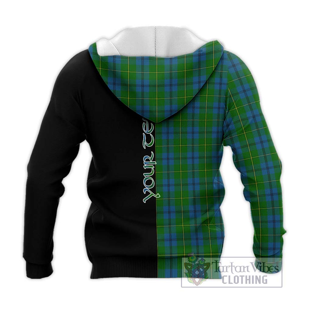 Johnstone (Johnston) Tartan Knitted Hoodie with Family Crest and Half Of Me Style - Tartanvibesclothing Shop