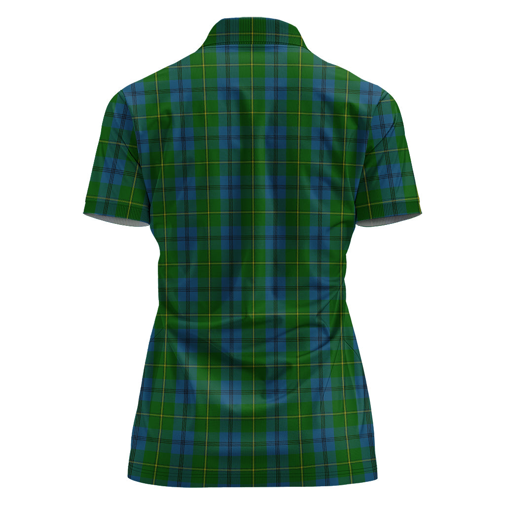 Johnstone-Johnston Tartan Polo Shirt with Family Crest For Women