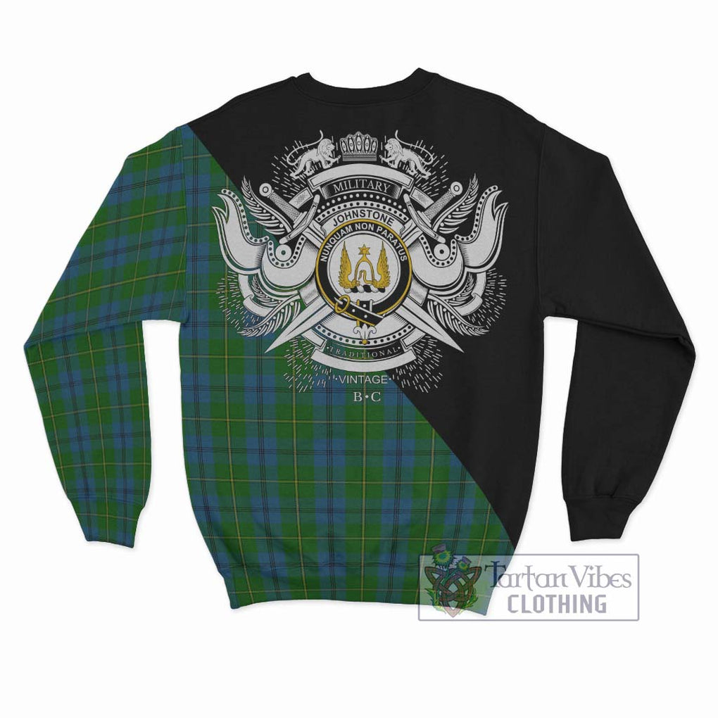 Johnstone (Johnston) Tartan Sweatshirt with Family Crest and Military Logo Style - Tartanvibesclothing Shop