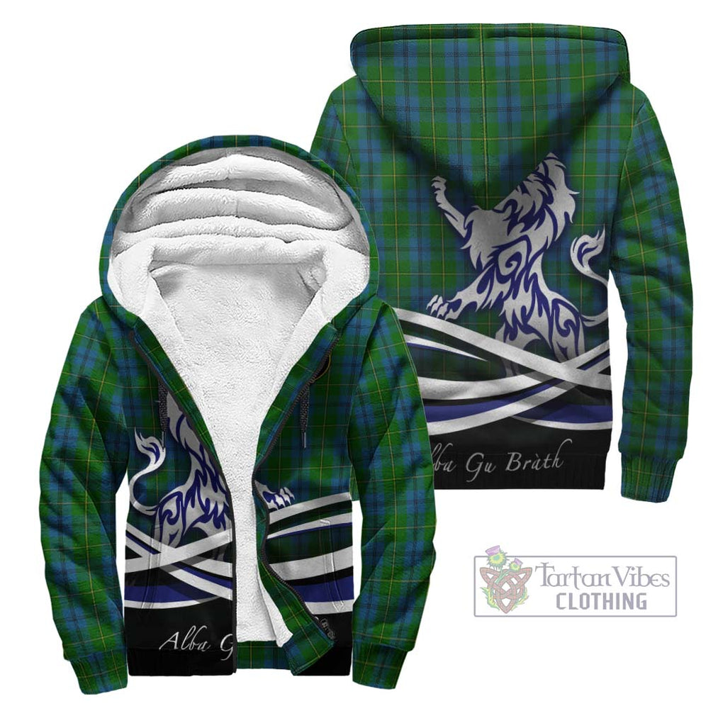 Johnstone (Johnston) Tartan Sherpa Hoodie with Alba Gu Brath Regal Lion Emblem Unisex - Tartanvibesclothing Shop