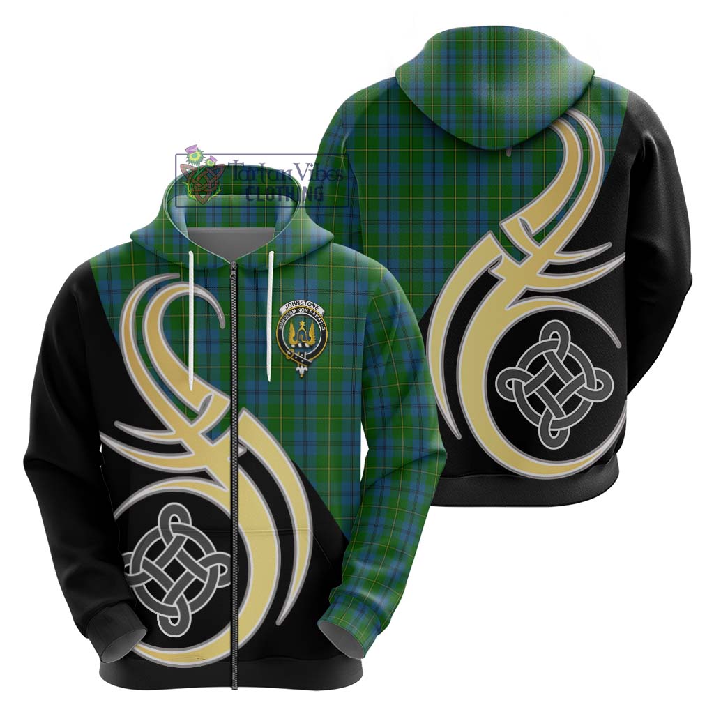 Johnstone (Johnston) Tartan Hoodie with Family Crest and Celtic Symbol Style - Tartan Vibes Clothing