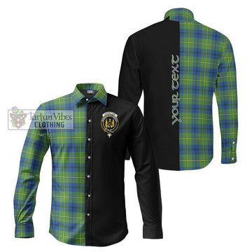 Johnstone Ancient Tartan Long Sleeve Button Shirt with Family Crest and Half Of Me Style