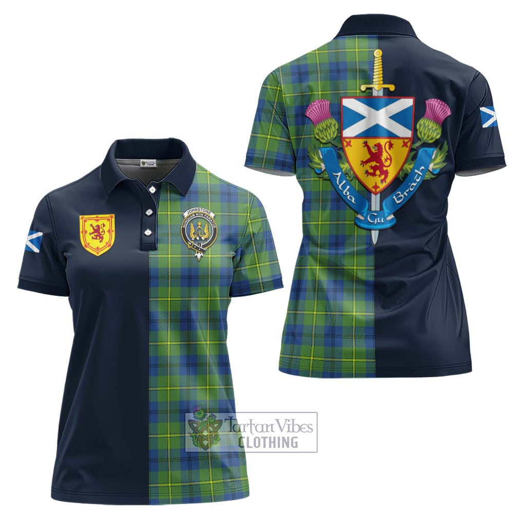 Tartan Vibes Clothing Johnstone Ancient Tartan Women's Polo Shirt with Scottish Lion Royal Arm Half Style