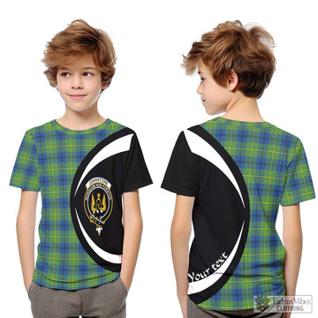 Johnstone Ancient Tartan Kid T-Shirt with Family Crest Circle Style