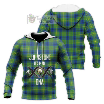 Johnstone Ancient Tartan Knitted Hoodie with Family Crest DNA In Me Style