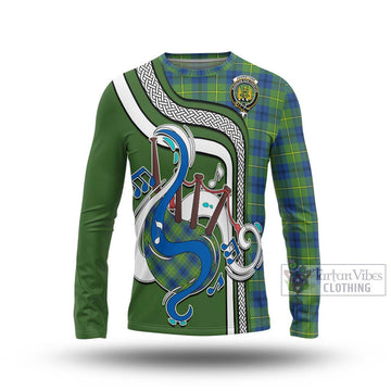 Johnstone Ancient Tartan Long Sleeve T-Shirt with Epic Bagpipe Style