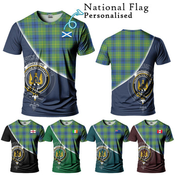 Johnstone Ancient Tartan T-Shirt with Personalised National Flag and Family Crest Half Style