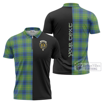 Johnstone Ancient Tartan Zipper Polo Shirt with Family Crest and Half Of Me Style