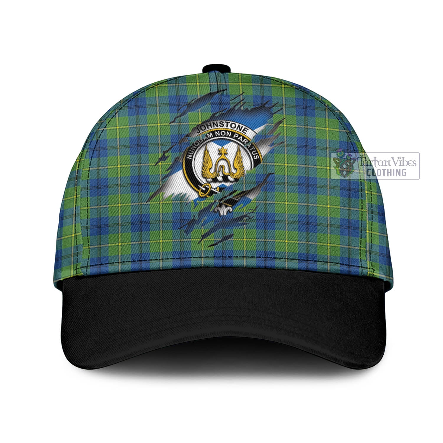 Tartan Vibes Clothing Johnstone Ancient Tartan Classic Cap with Family Crest In Me Style