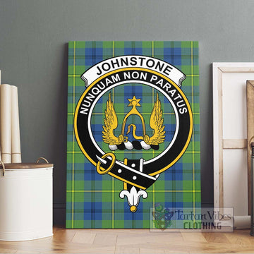 Johnstone Ancient Tartan Canvas Print Wall Art with Family Crest