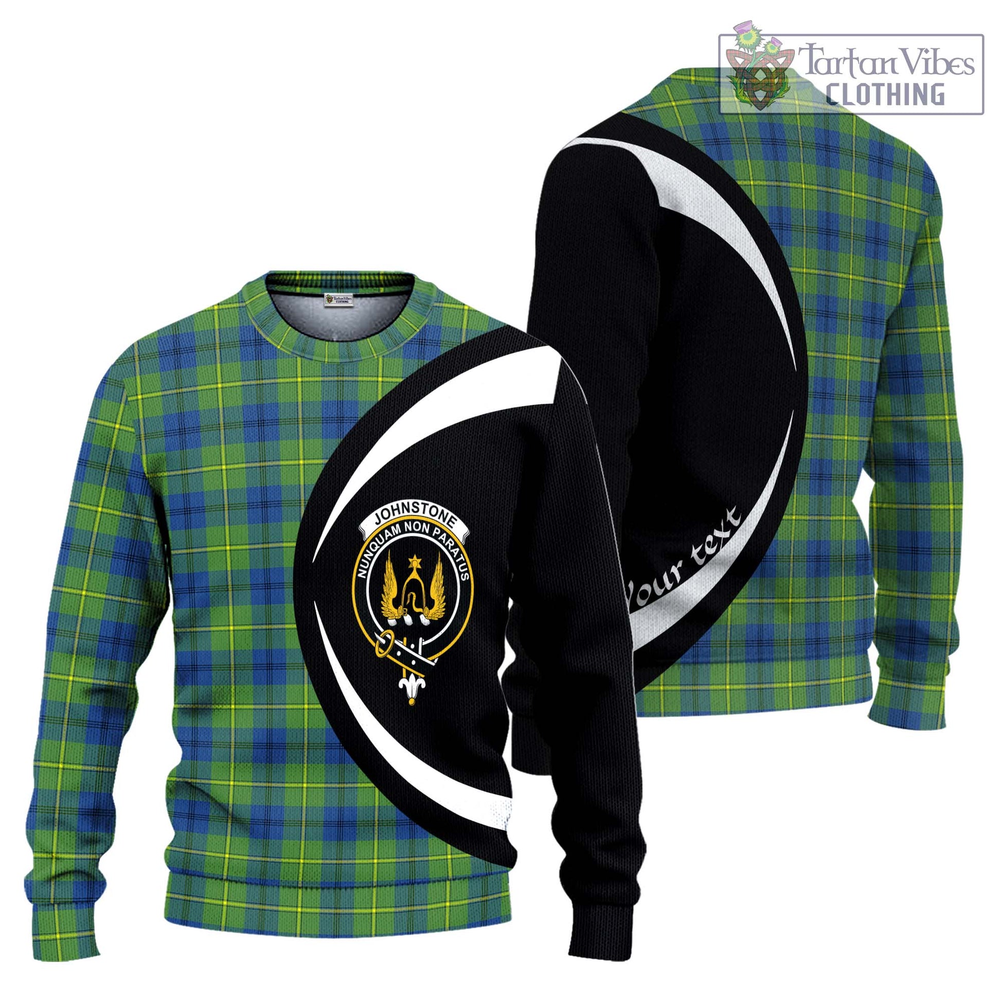 Johnstone Ancient Tartan Ugly Sweater with Family Crest Circle Style Unisex - Tartan Vibes Clothing