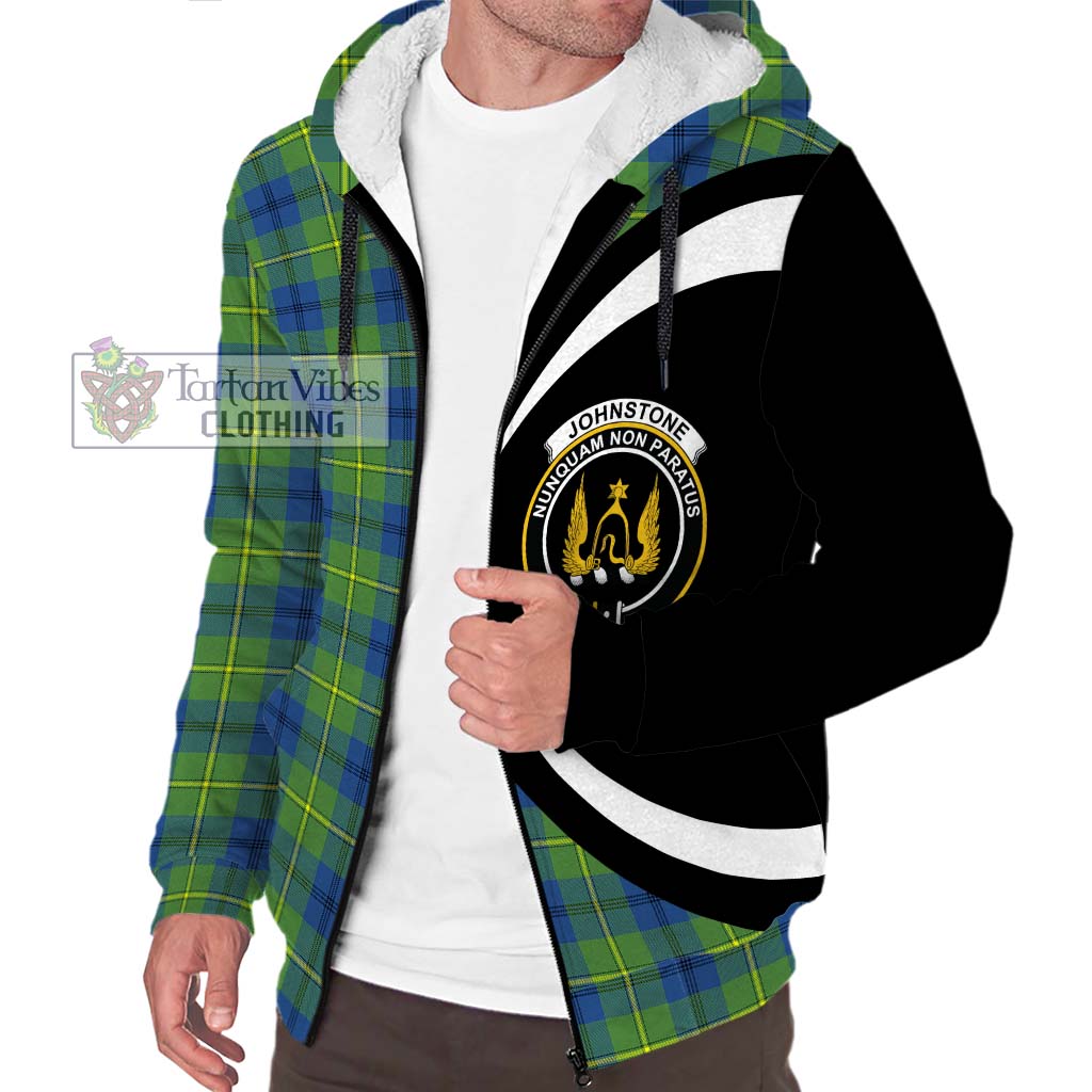 Johnstone Ancient Tartan Sherpa Hoodie with Family Crest Circle Style Unisex S - Tartan Vibes Clothing