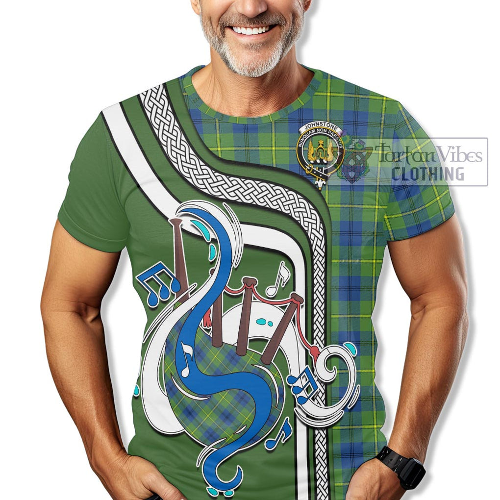 Johnstone Ancient Tartan T-Shirt with Epic Bagpipe Style Kid's Shirt - Tartanvibesclothing Shop