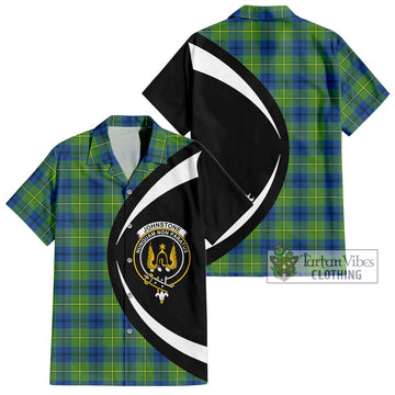 Johnstone Ancient Tartan Short Sleeve Button Up with Family Crest Circle Style