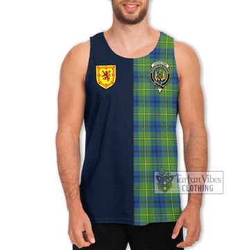 Johnstone Ancient Tartan Men's Tank Top Alba with Scottish Lion Royal Arm Half Style