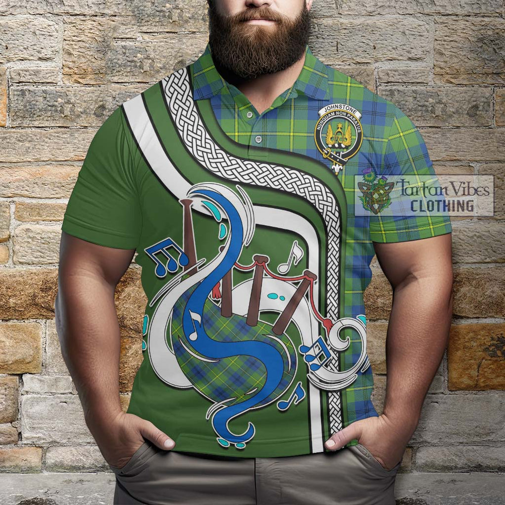 Tartan Vibes Clothing Johnstone Ancient Tartan Polo Shirt with Epic Bagpipe Style