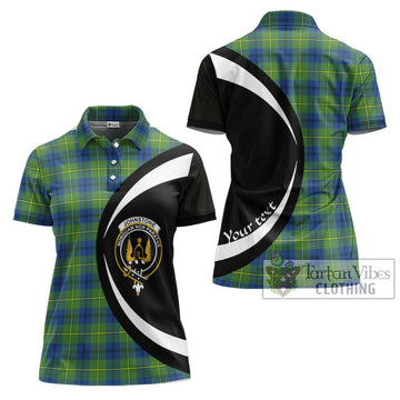 Johnstone Ancient Tartan Women's Polo Shirt with Family Crest Circle Style