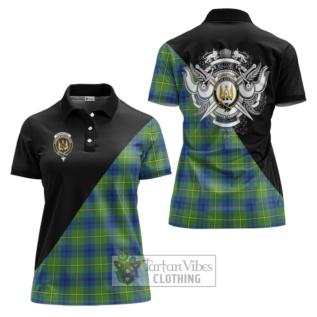 Johnstone Ancient Tartan Women's Polo Shirt with Family Crest and Military Logo Style Women - Tartanvibesclothing Shop