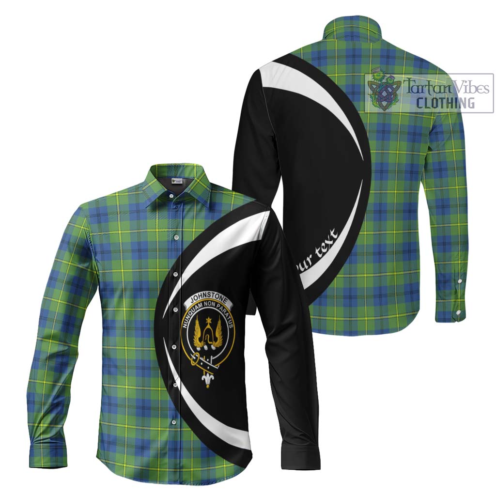 Johnstone Ancient Tartan Long Sleeve Button Up with Family Crest Circle Style Men's Shirt S - Tartan Vibes Clothing