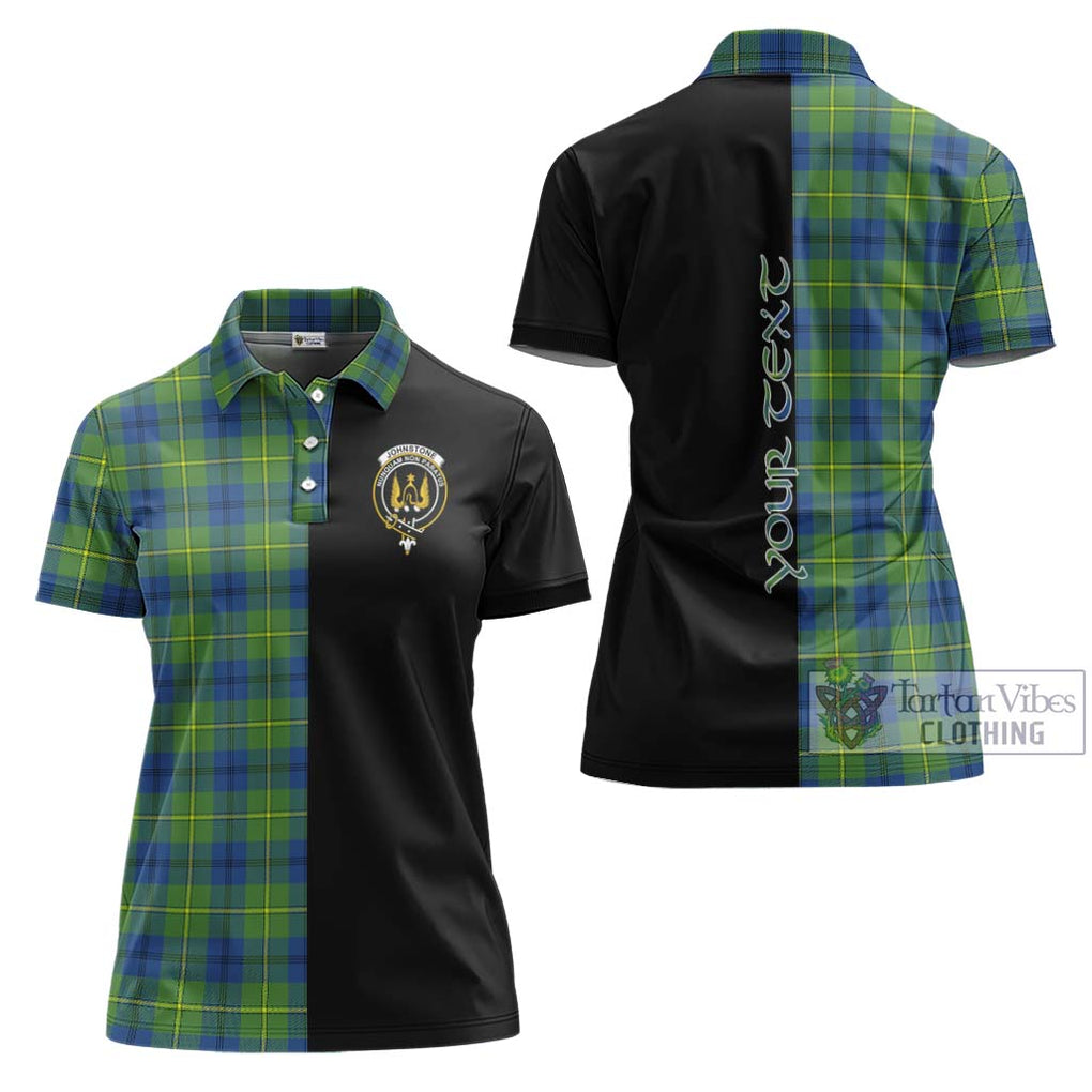 Johnstone Ancient Tartan Women's Polo Shirt with Family Crest and Half Of Me Style Women - Tartanvibesclothing Shop