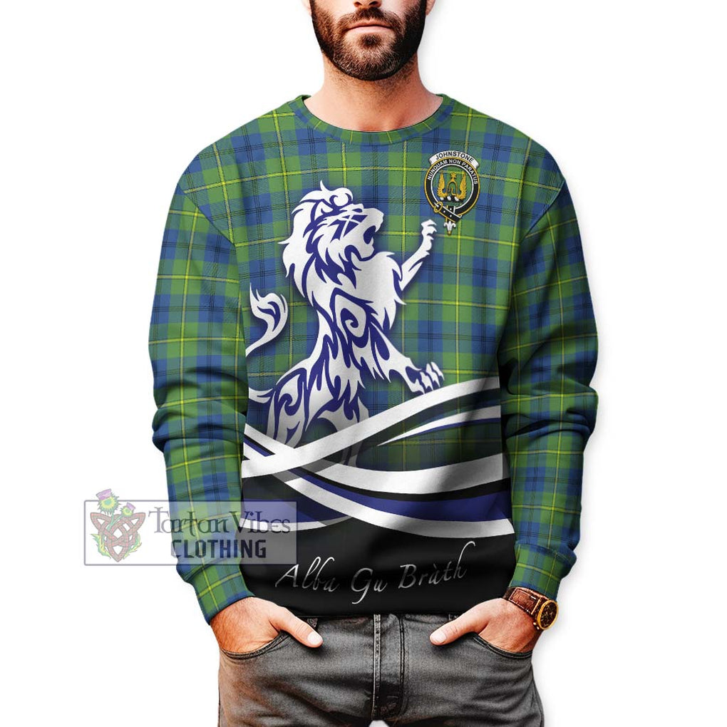 Johnstone Ancient Tartan Sweatshirt with Alba Gu Brath Regal Lion Emblem Unisex - Tartanvibesclothing Shop