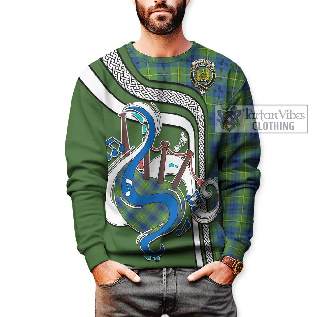 Tartan Vibes Clothing Johnstone Ancient Tartan Sweatshirt with Epic Bagpipe Style