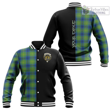 Johnstone Ancient Tartan Baseball Jacket with Family Crest and Half Of Me Style