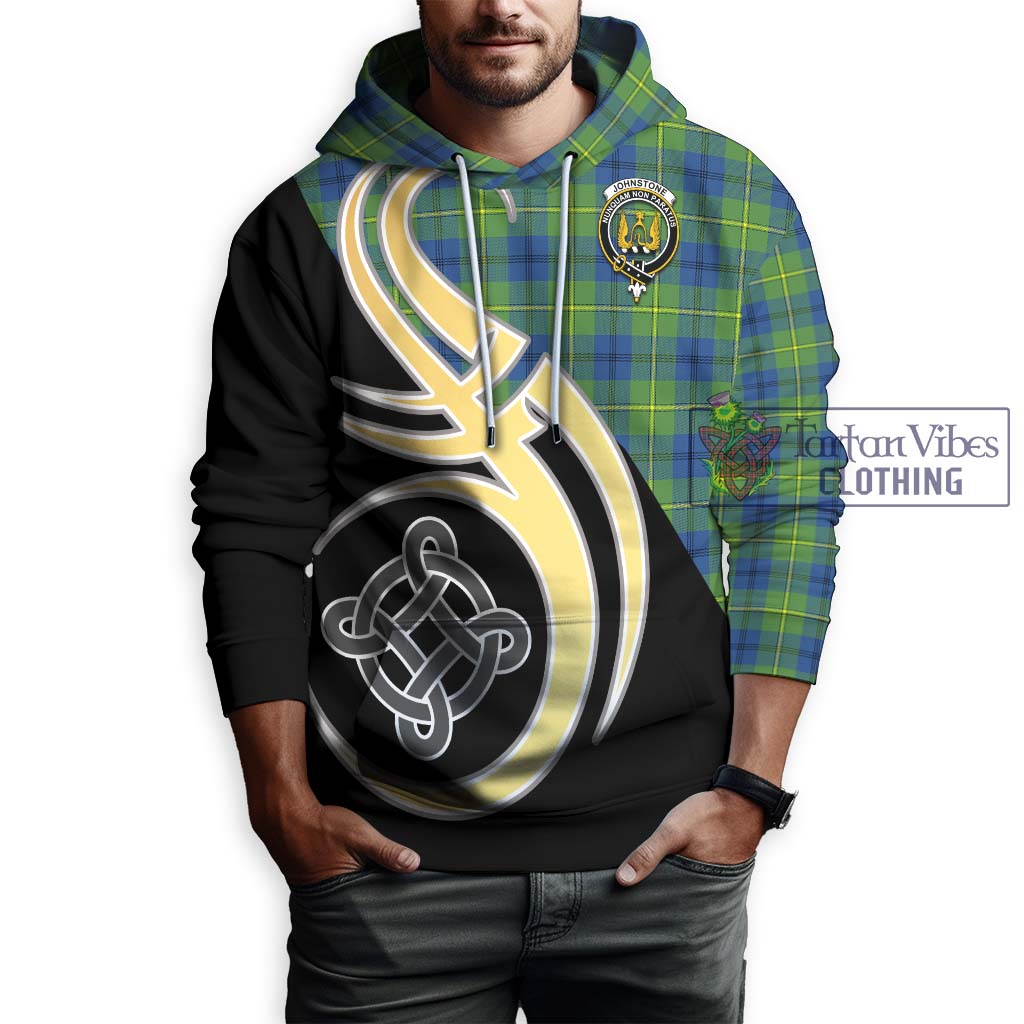 Johnstone Ancient Tartan Hoodie with Family Crest and Celtic Symbol Style Zip Hoodie - Tartan Vibes Clothing