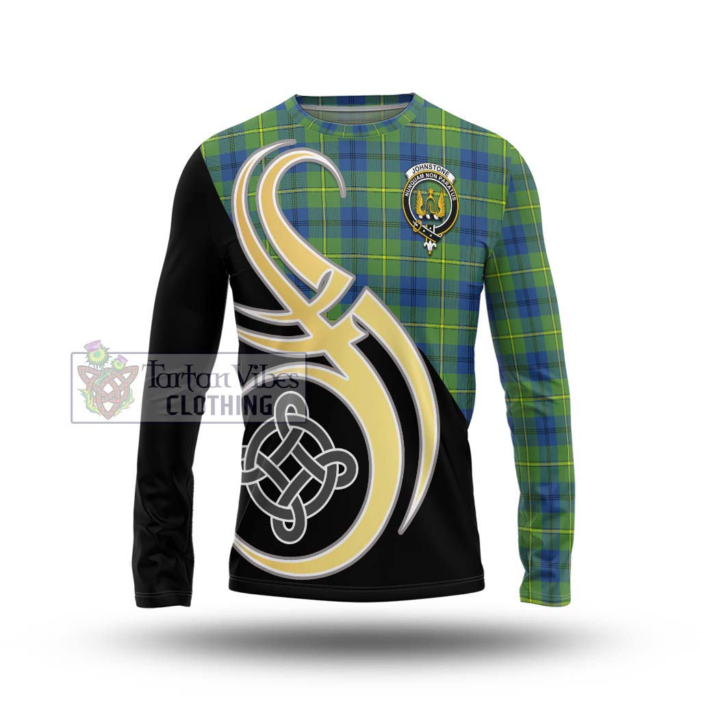 Johnstone Ancient Tartan Long Sleeve T-Shirt with Family Crest and Celtic Symbol Style Unisex - Tartan Vibes Clothing