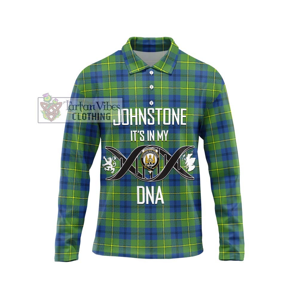 Johnstone Ancient Tartan Long Sleeve Polo Shirt with Family Crest DNA In Me Style Unisex - Tartanvibesclothing Shop