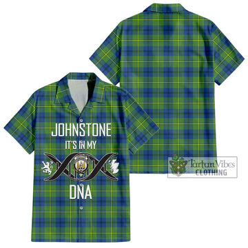 Johnstone Ancient Tartan Short Sleeve Button Shirt with Family Crest DNA In Me Style