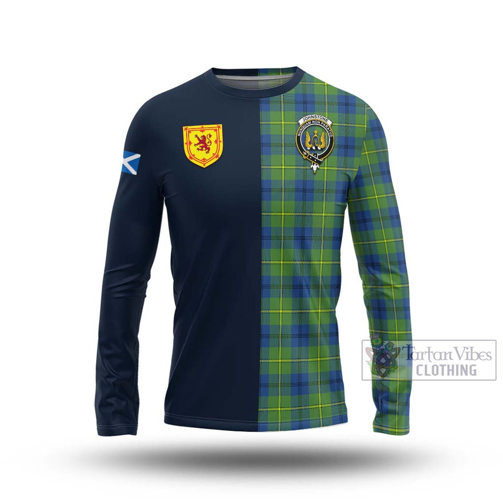 Tartan Vibes Clothing Johnstone Ancient Tartan Long Sleeve T-Shirt with Scottish Lion Royal Arm Half Style