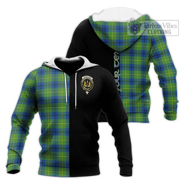 Johnstone Ancient Tartan Knitted Hoodie with Family Crest and Half Of Me Style