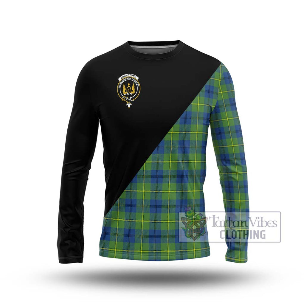 Johnstone Ancient Tartan Long Sleeve T-Shirt with Family Crest and Military Logo Style Unisex - Tartanvibesclothing Shop