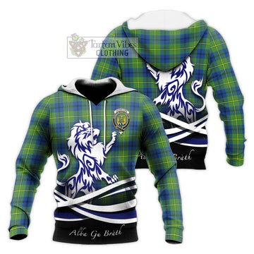 Johnstone Ancient Tartan Knitted Hoodie with Alba Gu Brath Regal Lion Emblem