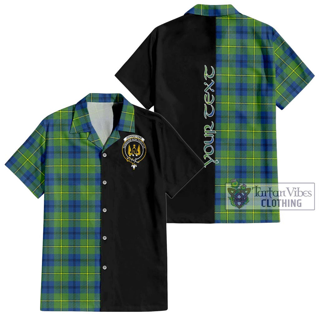 Johnstone Ancient Tartan Short Sleeve Button Shirt with Family Crest and Half Of Me Style Kid - Tartanvibesclothing Shop