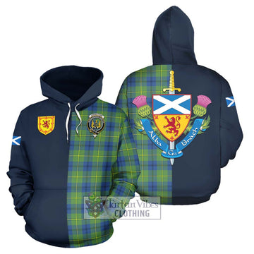 Johnstone Ancient Tartan Hoodie Alba with Scottish Lion Royal Arm Half Style