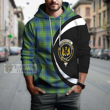 Johnstone Ancient Tartan Hoodie with Family Crest Circle Style