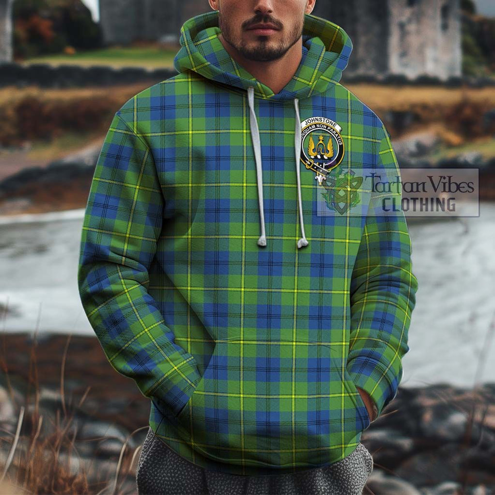 Johnstone Ancient Tartan Cotton Hoodie with Family Crest Pullover Hoodie XS - Tartan Vibes Clothing